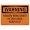 Signmission OSHA Warning Sign, 10" Height, 14" Width, Hidden Mine Shafts In This Area Keep Out!, Landscape OS-WS-D-1014-L-12172 - alternate 1